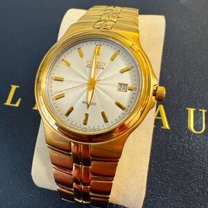 Citizen Eco-Drive Watch Men 37mm White Dial Gold Tone